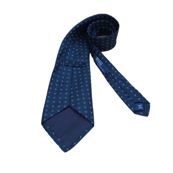 POLO BY RALPH LAUREN Blue Geometric Silk Tie HANDMADE USA 60"/ 4" EC - Picture 6 of 7
